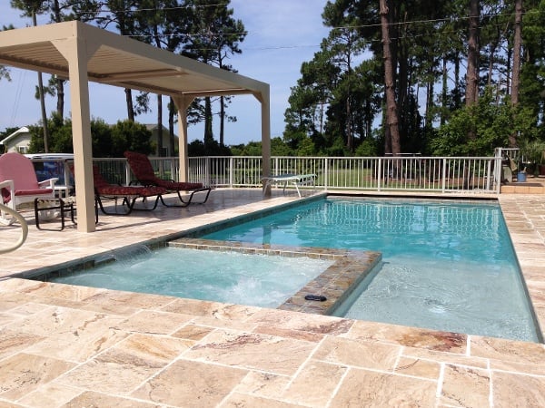 Pool complete with Pergola with opening and closing vanes for shade